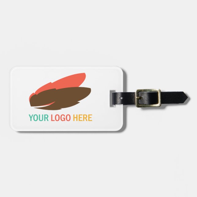 Your business logo personalised company luggage tag (Front Horizontal)