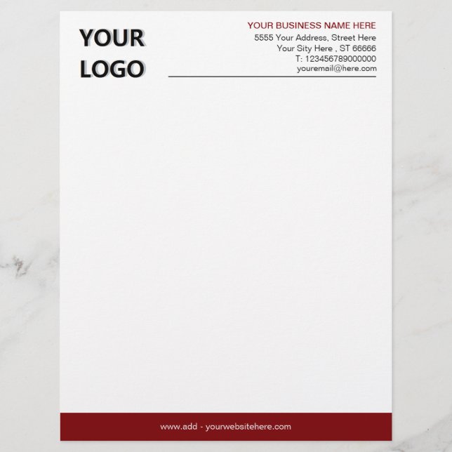 Your Business Logo Personalised Letterhead Example (Front)