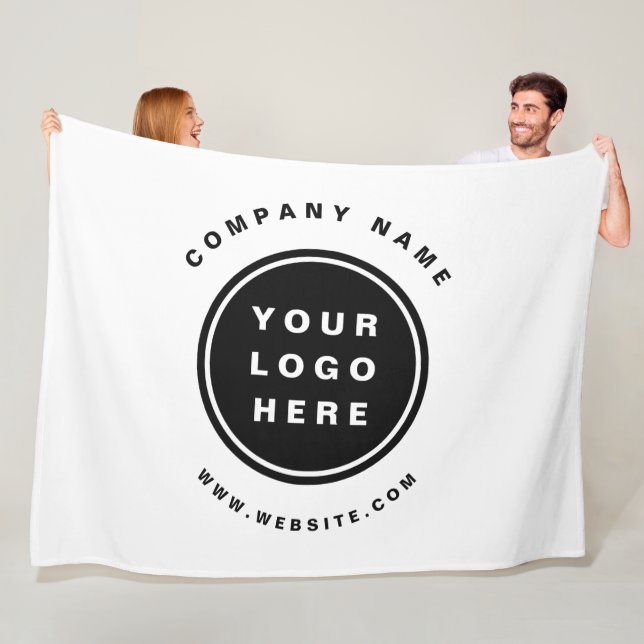 Your Business Logo Promotional Business Company Fleece Blanket (In Situ)