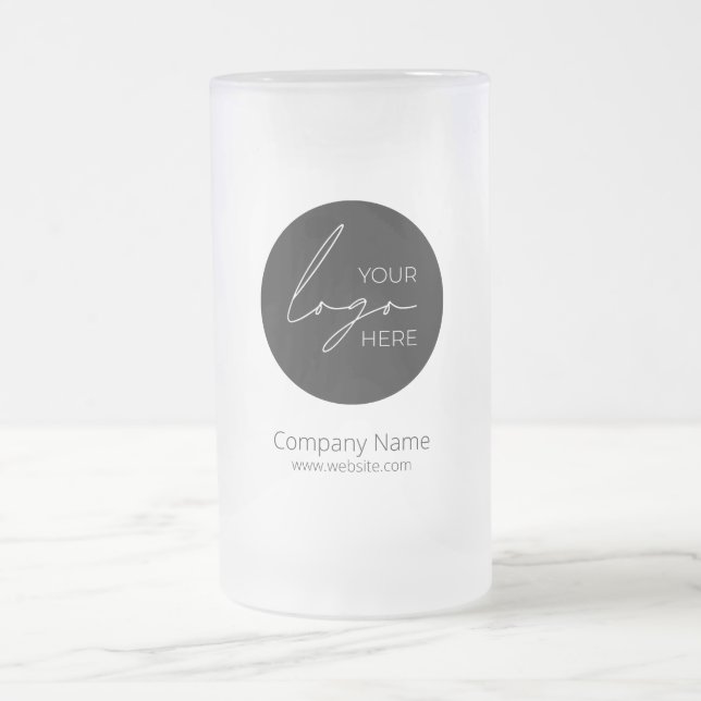 Your Business Logo Promotional Business Company Frosted Glass Beer Mug (Center)