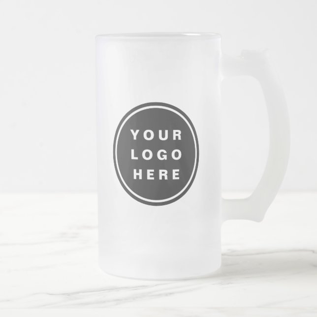 Your Business Logo Promotional Business Company Frosted Glass Beer Mug (Right)
