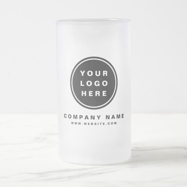 Your Business Logo Promotional Business Company Frosted Glass Beer Mug (Center)