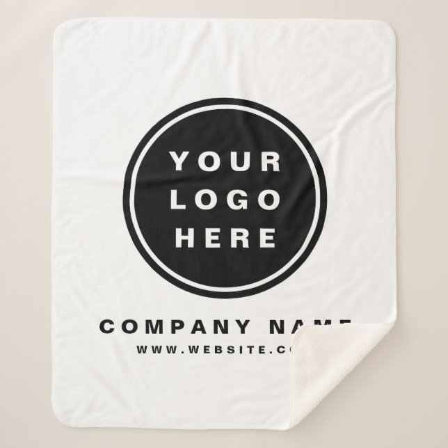 Your Business Logo Promotional Business Company Sherpa Blanket (Front)