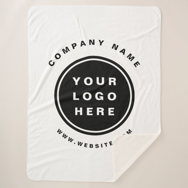Your Business Logo Promotional Business Company Sherpa Blanket (Front)