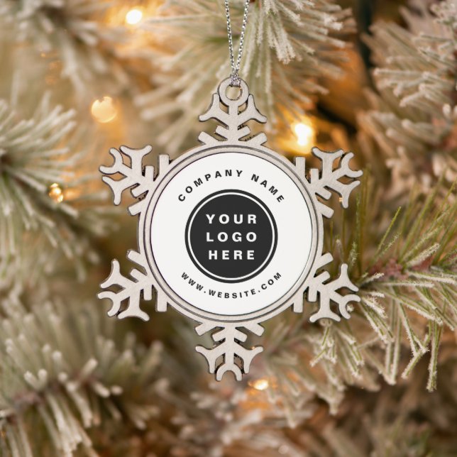 Your Business Logo Promotional Business Company Snowflake Pewter Christmas Ornament (Tree)