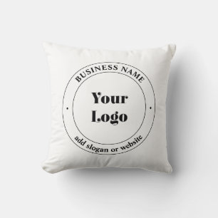 Your Business Logo & Promotional Text   White Cushion