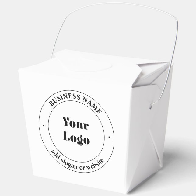 Your Business Logo & Promotional Text | White Favour Box (Front)