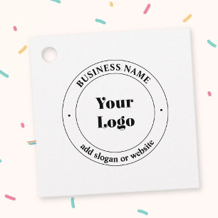 Your Business Logo & Promotional Text   White Favour Tags