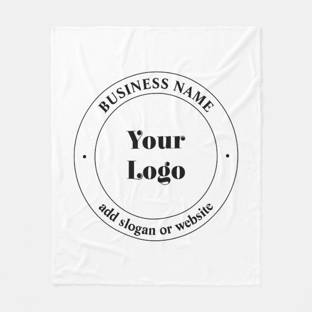 Your Business Logo & Promotional Text | White Fleece Blanket (Front)