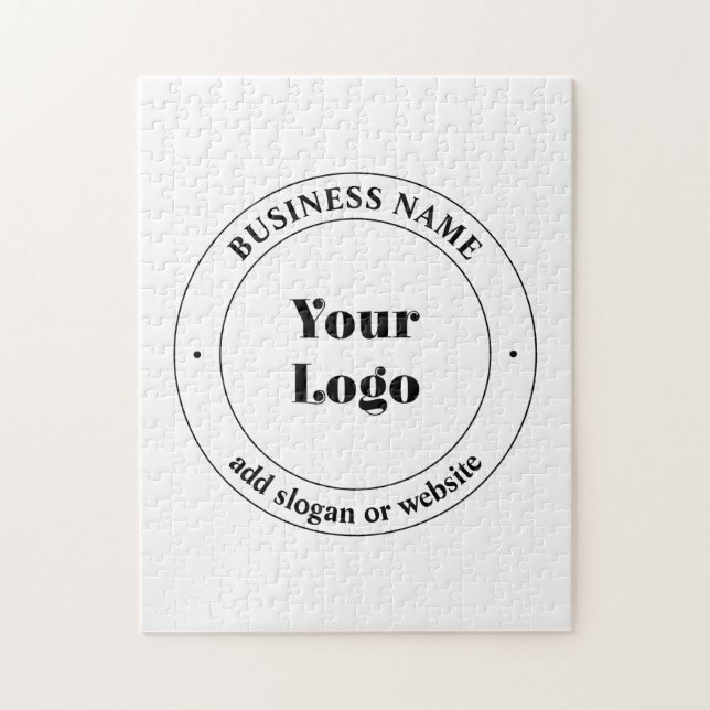 Your Business Logo & Promotional Text | White Jigsaw Puzzle (Vertical)