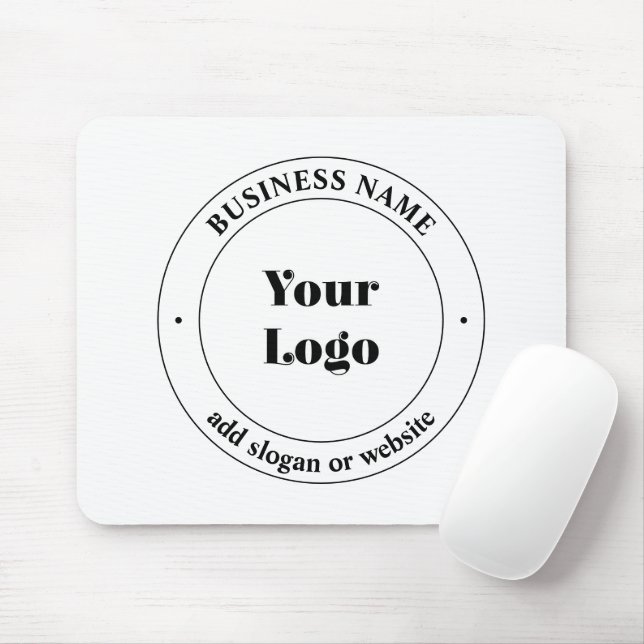 Your Business Logo & Promotional Text | White Mouse Mat (With Mouse)