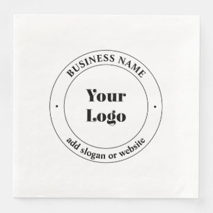 Your Business Logo & Promotional Text   White Napkin