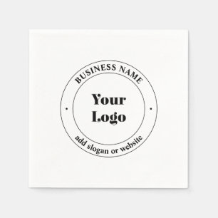 Your Business Logo & Promotional Text   White Napkin