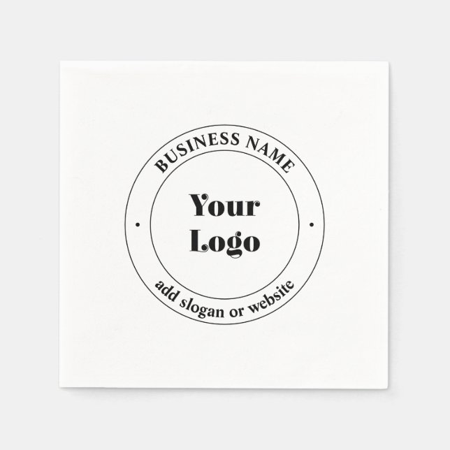 Your Business Logo & Promotional Text | White Napkin (Front)