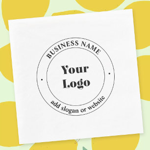 Your Business Logo & Promotional Text   White Napkin