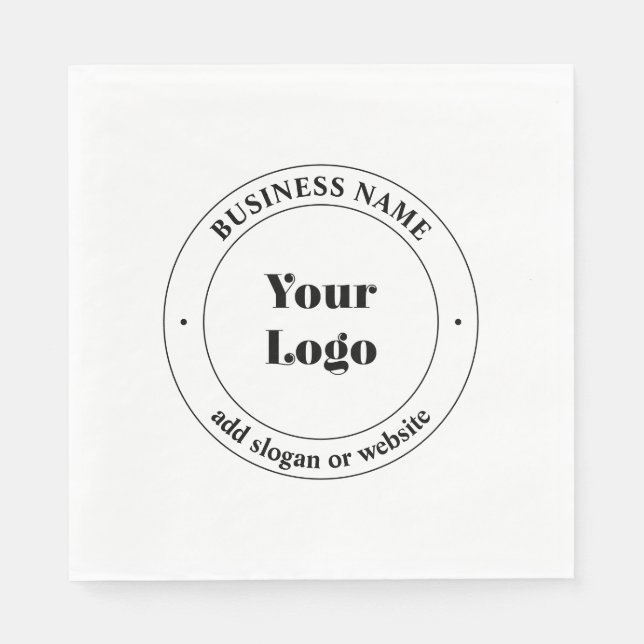 Your Business Logo & Promotional Text | White Napkin (Front)