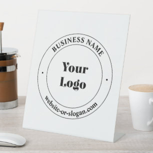 Your Business Logo & Promotional Text   White Pedestal Sign