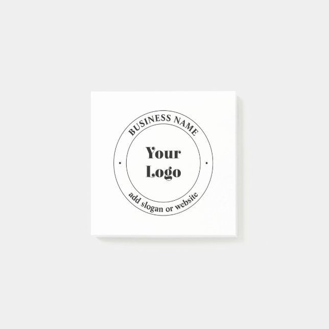 Your Business Logo & Promotional Text | White Post-it Notes (Front)