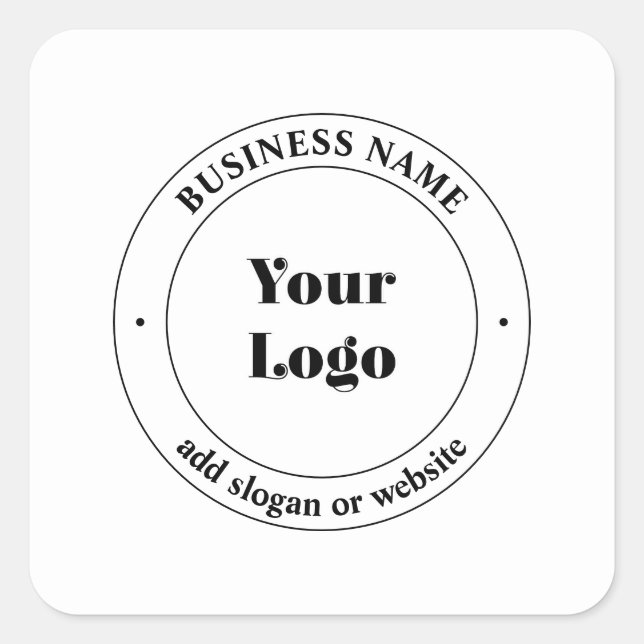 Your Business Logo & Promotional Text | White Square Sticker (Front)
