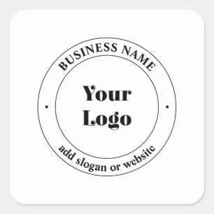 Your Business Logo & Promotional Text   White Square Sticker