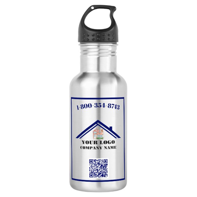 Your Business Logo QR Code   532 Ml Water Bottle (Front)