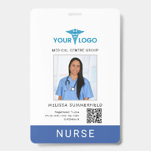Your Business Logo QR Code Nurse Photo ID Badge