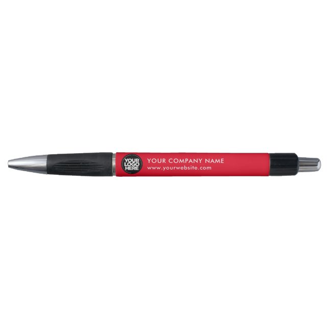 Your Business Logo Red Promotional Pen (Front)
