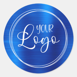 Your Business Logo Royal Blue Metallic Classic Round Sticker