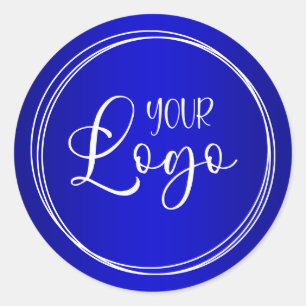 Your Business Logo Royal Blue Ombre Classic Round Sticker