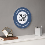 Your Business Logo Simple and Professional Navy Large Clock<br><div class="desc">Easily personalize these navy blue simple, eyecatching professional Large wall Clock adding your business logo and your custom circle text. Add your own slogan or website address to promote your company, upload your logo, image, graphic, clipart. Change text font choosing between a huge collection of serif, sans serif, decorative, handwritten...</div>