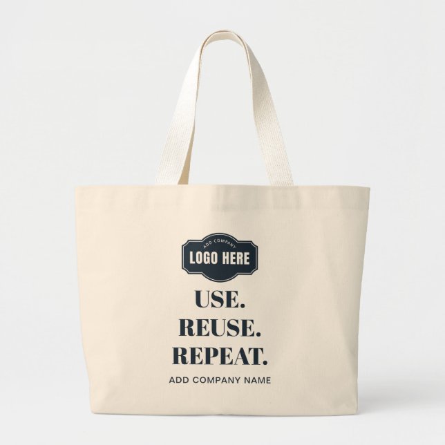Your Business Logo Slogan and Company Name Custom Large Tote Bag (Front)