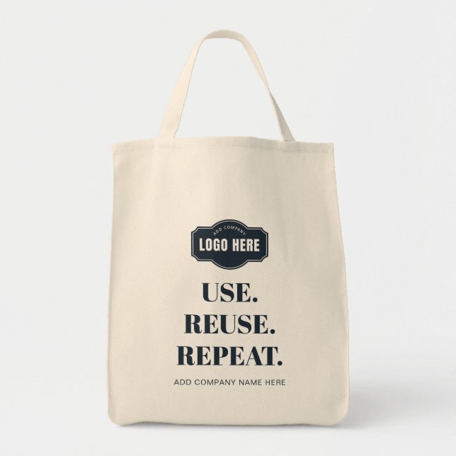 Your Business Logo Slogan and Company Name Custom Tote Bag (Front)