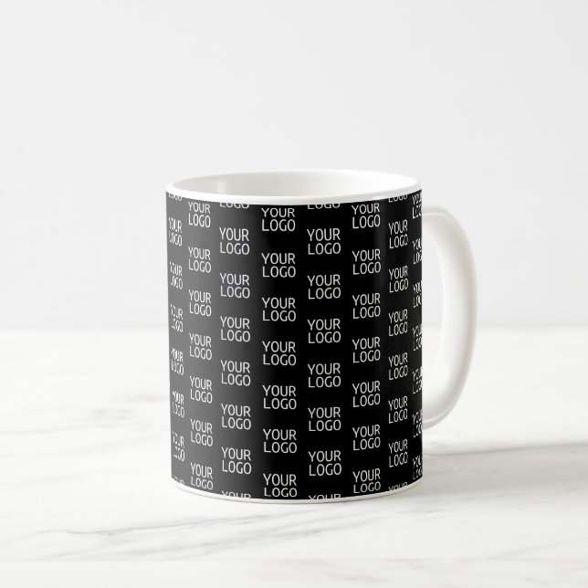 Your Business Logo | Stylish Half Step Pattern Coffee Mug (Front Right)