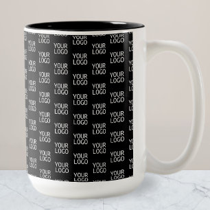 Your Business Logo Stylish Half Step Pattern Two-Tone Coffee Mug