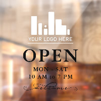 Your Business Logo Swirly Black Welcome Open Hours