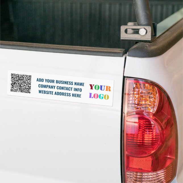 Your Business Logo Text and QR Code Bumper Sticker (On Truck)