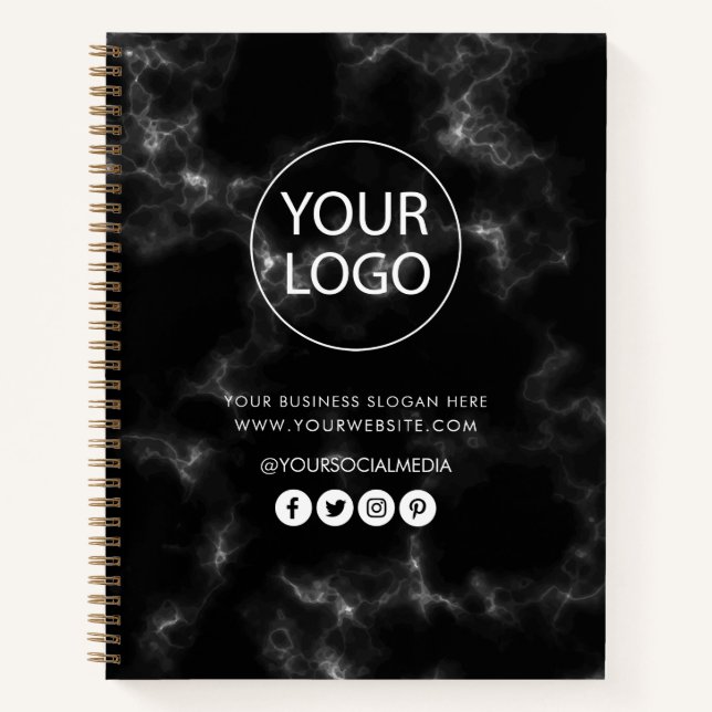 Your Business Logo & Text Company Branded Marble   Notebook (Front)