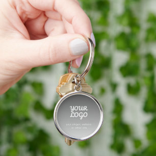 Your Business Logo & Text   Dark Grey Ombre  Key Ring