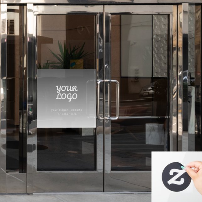 Your Business Logo & Text | Dark Grey Ombre  Window Cling (Office Door)