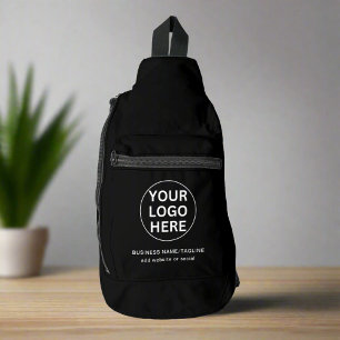 Your Business logo & Text Here l Black & White  Sling Bag