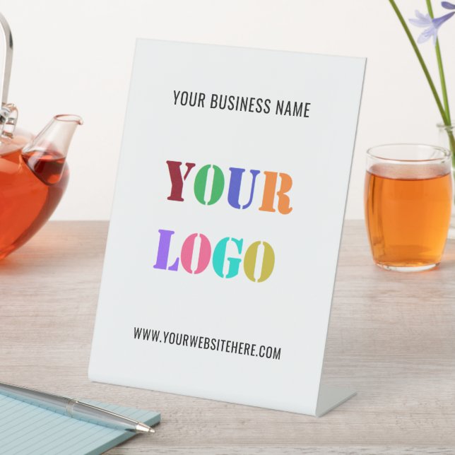 Your Business Logo Text Name Pedestal Sign Example (In SItu)