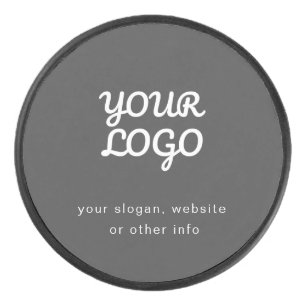 Your Business Logo & Text   Stylish Dark Grey Hockey Puck