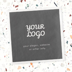 Your Business Logo & Text   Stylish Dark Grey Napkin