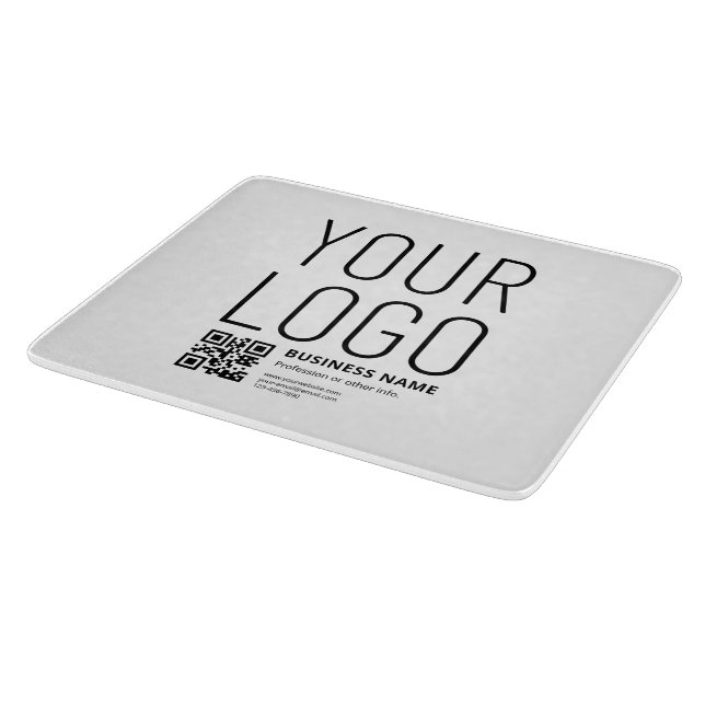 Your Business Logo w/Editable QR code & Text Cutting Board (Corner)