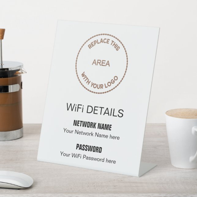 Your Business Logo Wifi Details for Guests Pedestal Sign (In SItu)