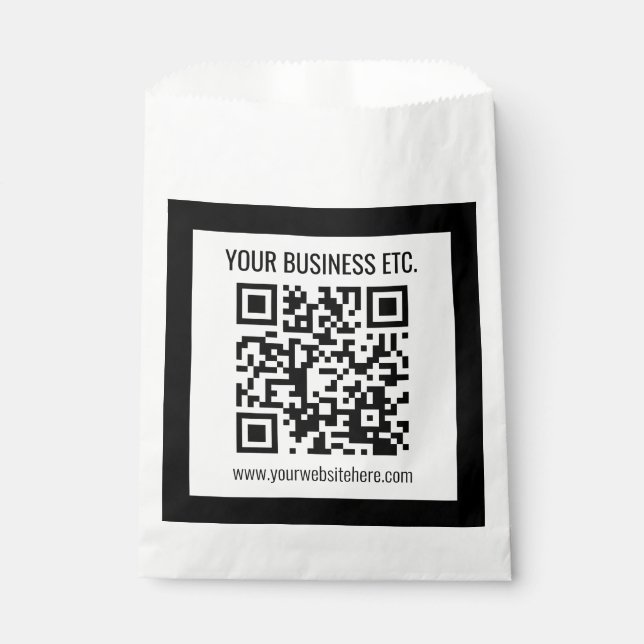 Your Business Name & Editable QR Code Favour Bags (Front)