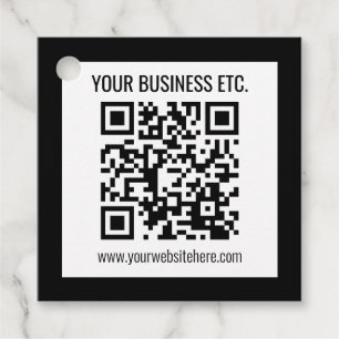 Your Business Name & Editable QR Code Favour Tags