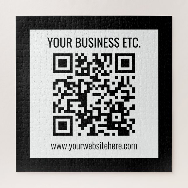 Your Business Name & Editable QR Code Jigsaw Puzzle (Vertical)