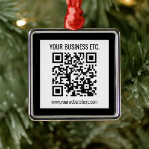 Your Business Name & Editable QR Code Metal Tree Decoration