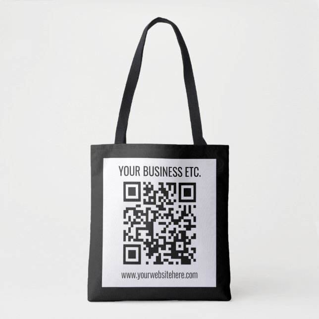 Your Business Name & Editable QR Code Tote Bag (Front)